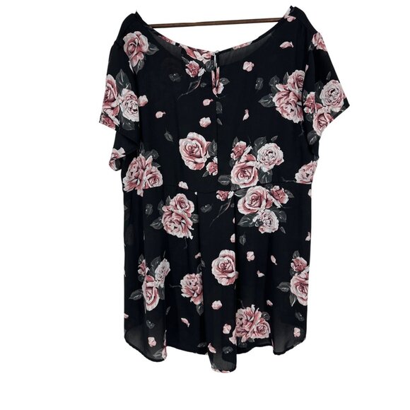 Torrid Floral Flutter Sleeve Scoop Neck Hi Low Georgette Blouse Women’s Size 3X - Picture 9 of 10